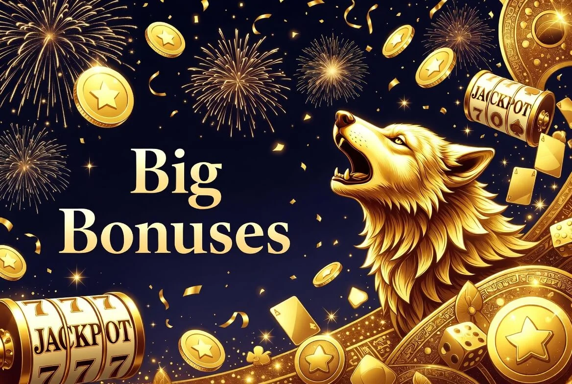 Welcome bonus artwork at Wolf Winner Casino